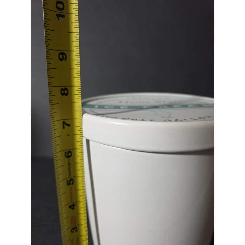 Vtg. William Sonoma Ice Cream White Crock w/ GREAT Blue Lid Graphics VERY NICE!!